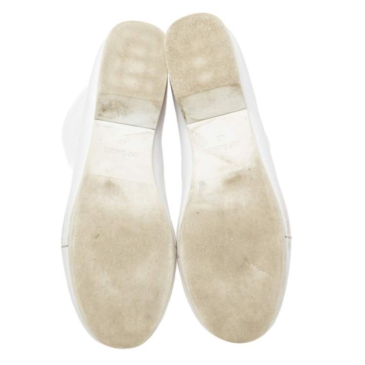 Pre Owned Raf Simons White Leather Zip Up Ankle Boots Size 43