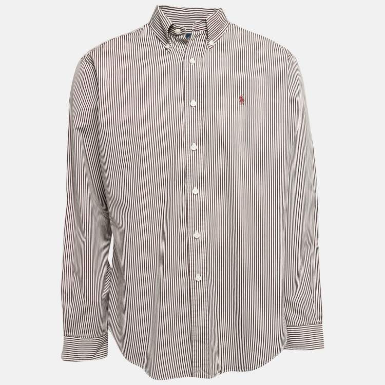 Pre Owned Ralph Lauren Collection Brown Striped Cotton Full Sleeve Shirt L