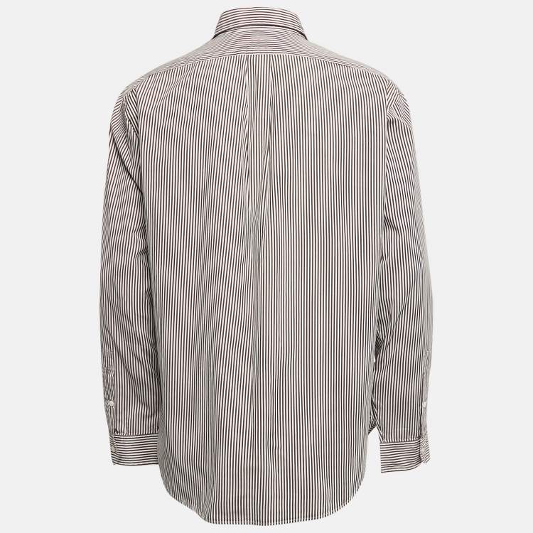 Pre Owned Ralph Lauren Collection Brown Striped Cotton Full Sleeve Shirt L