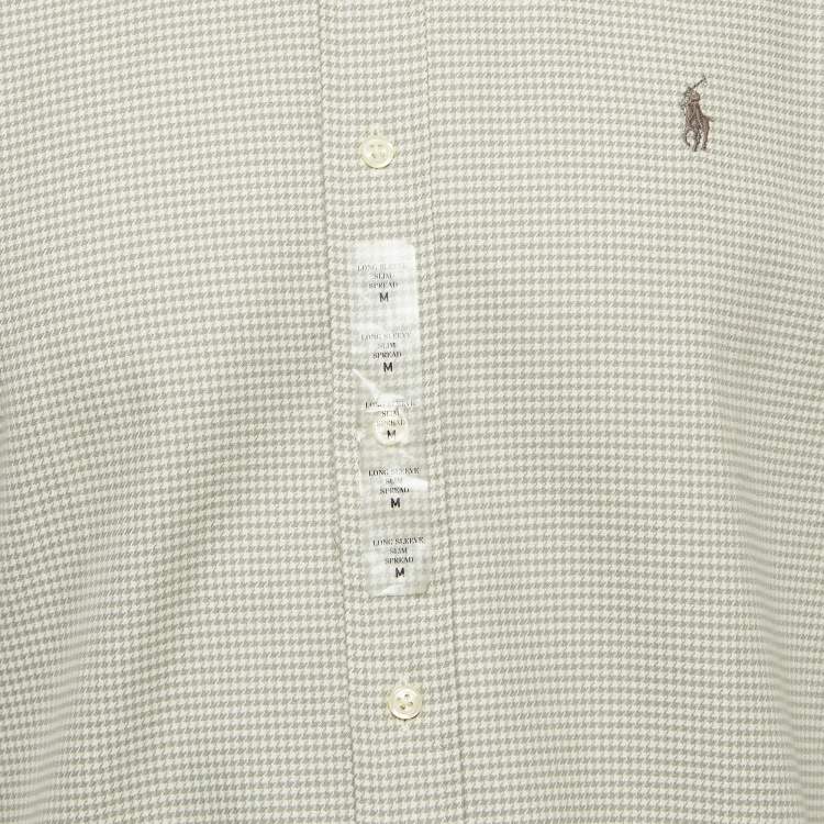 Pre Owned Ralph Lauren Grey Houndstooth Cotton Slim Fit Shirt M