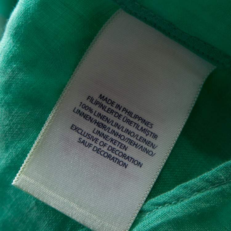 مملوكة مسبقًا Ralph Lauren Green Tropical Printed Linen Button Down Shirt XL