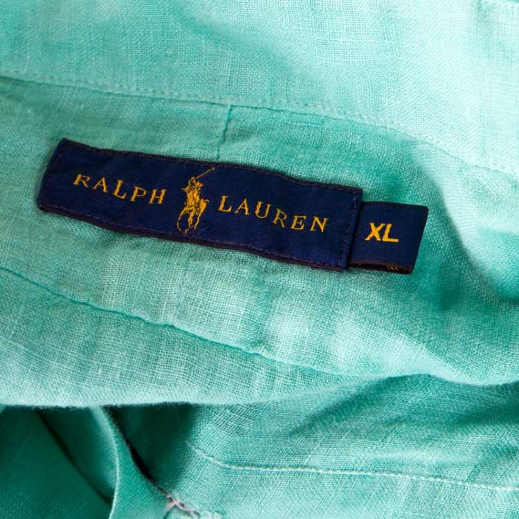 مملوكة مسبقًا Ralph Lauren Green Tropical Printed Linen Button Down Shirt XL