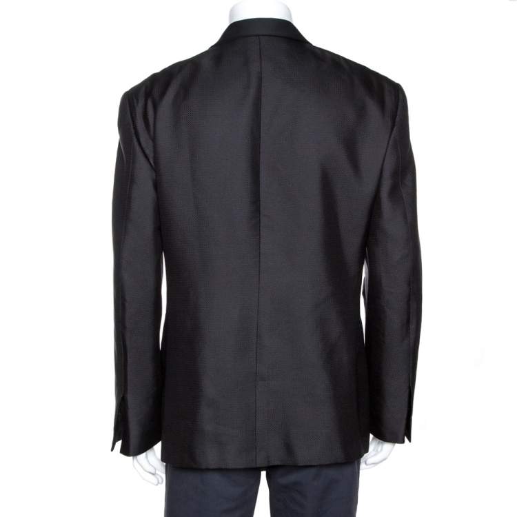 Pre Owned Ralph Lauren Black Jacquard Silk Shawl Lapel Tuxedo Jacket 4XL