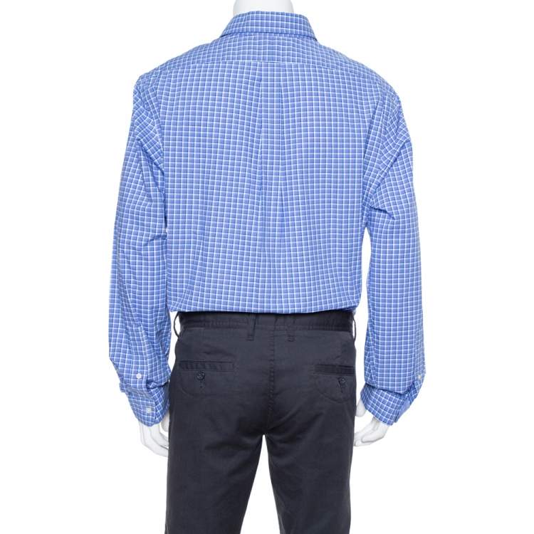 Pre Owned Ralph Lauren Blue Checked Cotton Classic Fit Shirt XL