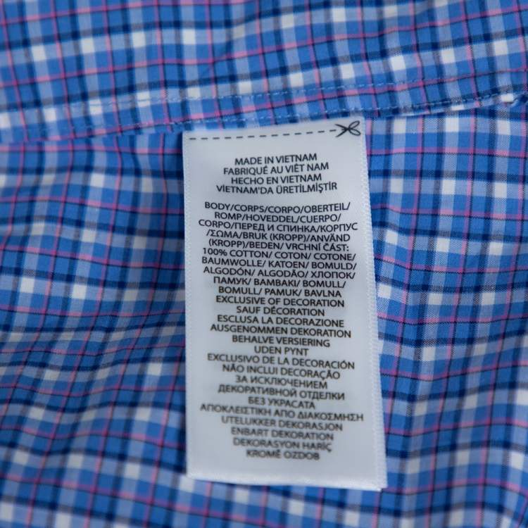Pre Owned Ralph Lauren Blue Checked Cotton Classic Fit Shirt XL