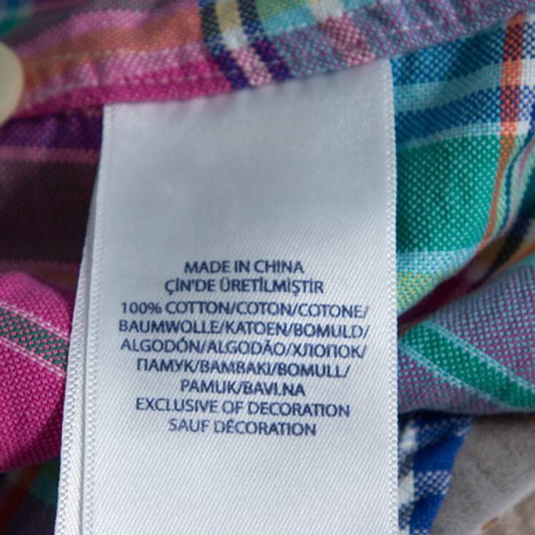 Pre Owned Ralph Lauren Multicolor Cotton Oxford Plaid Slim Fit Shirt XXL