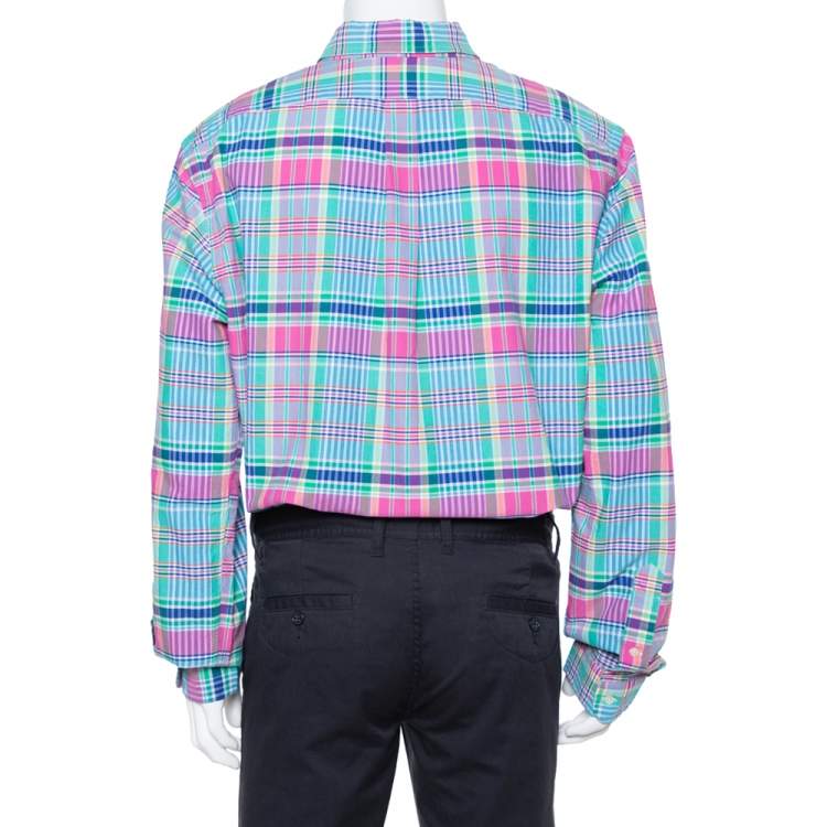 Pre Owned Ralph Lauren Multicolor Cotton Oxford Plaid Slim Fit Shirt XXL