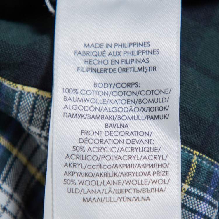 Pre Owned Ralph Lauren Blue P Letterman Patchwork Detail Button Front Shirt XL