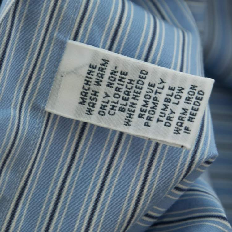 مملوكة مسبقًا Ralph Lauren Blue Striped Cotton Custom Fit Button Down Shirt L