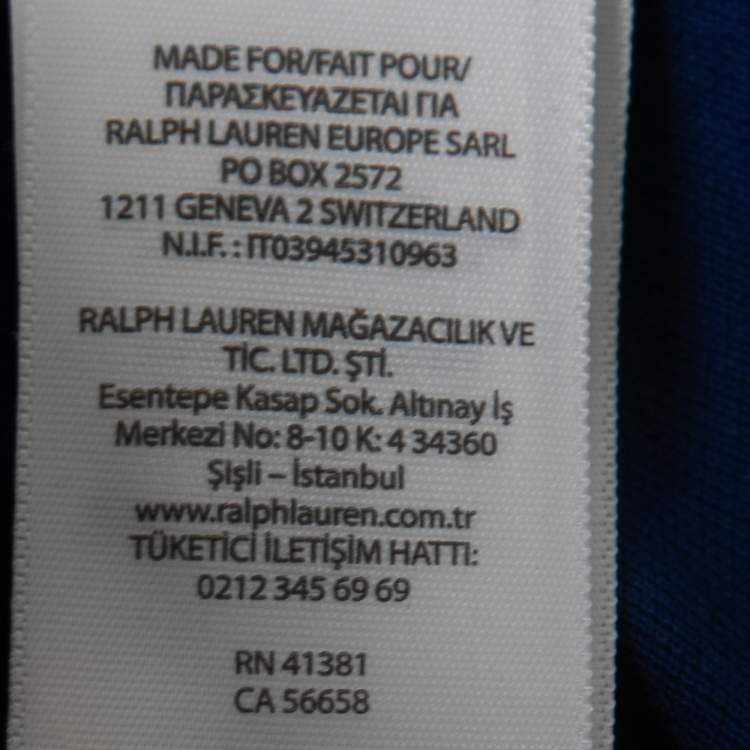 Pre Owned Ralph Lauren Blue Cotton Pique Long-Sleeve Polo T-Shirt M