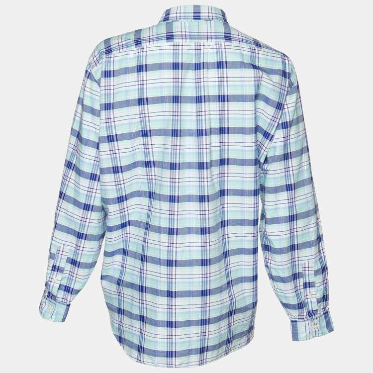 Ralph Lauren Blue Checkered Cotton Button Front Shirt 3XB/3XL Ralph Lauren