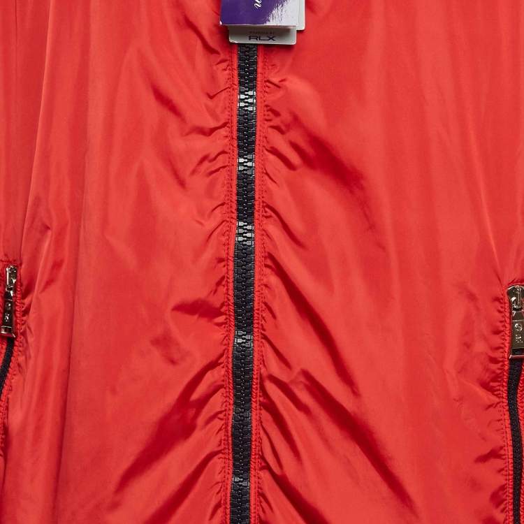 Pre Owned Ralph Lauren Purple Label Red Synthetic Windbreaker Zip-Up Hoodie XL