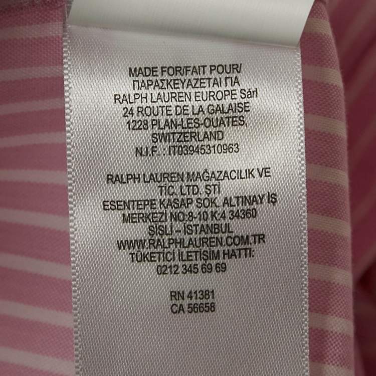 Pre Owned Ralph Lauren Pink Stripe Cotton Long Sleeve Shirt S