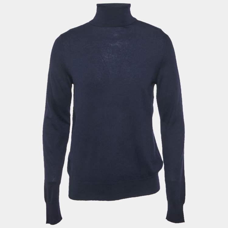 Pre Owned Ralph Lauren Purple Label Navy Blue Cashmere Turtle Neck Sweater M