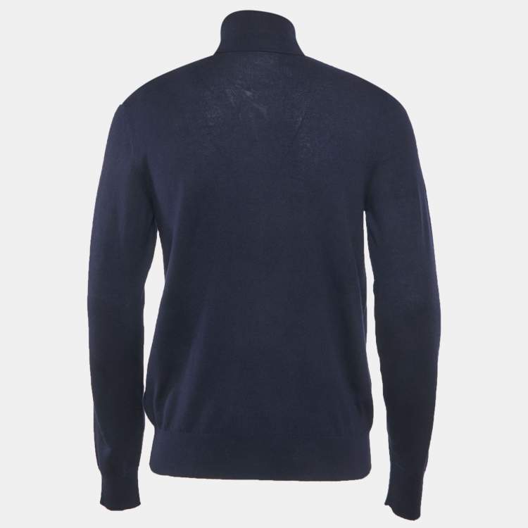 Pre Owned Ralph Lauren Purple Label Navy Blue Cashmere Turtle Neck Sweater M