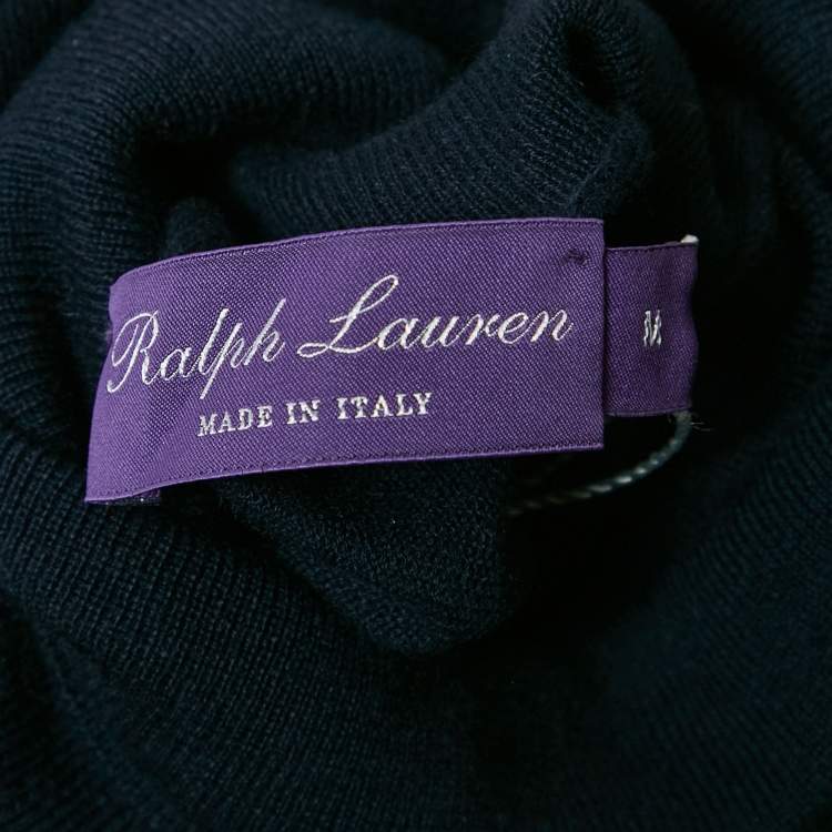 Pre Owned Ralph Lauren Purple Label Navy Blue Cashmere Turtle Neck Sweater M