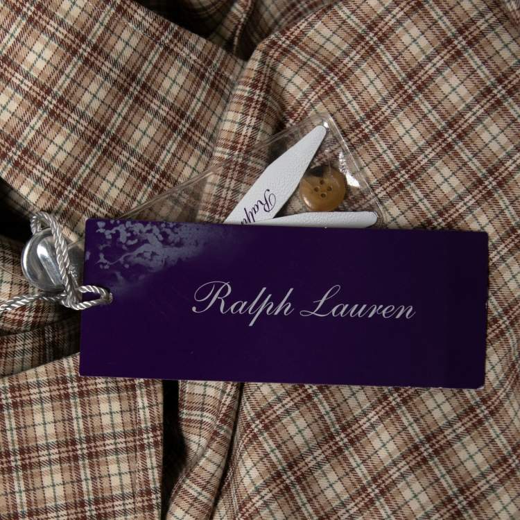 Pre Owned Ralph Lauren Purple Label Brown Checkered Cotton Button Front Shirt XXL