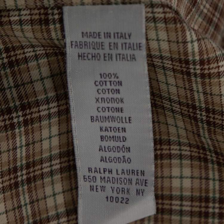 Pre Owned Ralph Lauren Purple Label Brown Checkered Cotton Button Front Shirt XXL