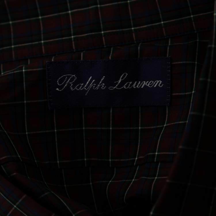 Pre Owned Ralph Lauren Purple Label Purple Checkered Cotton Button Front Shirt XL