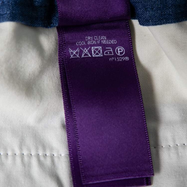 Pre Owned Ralph Lauren Purple Label Blue Linen  Elastic Back Trousers XL Waist 36"