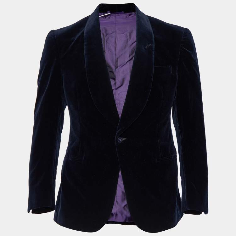 مملوكة مسبقًا Ralph Lauren Purple Label Navy Blue Velvet Tailored Jacket L