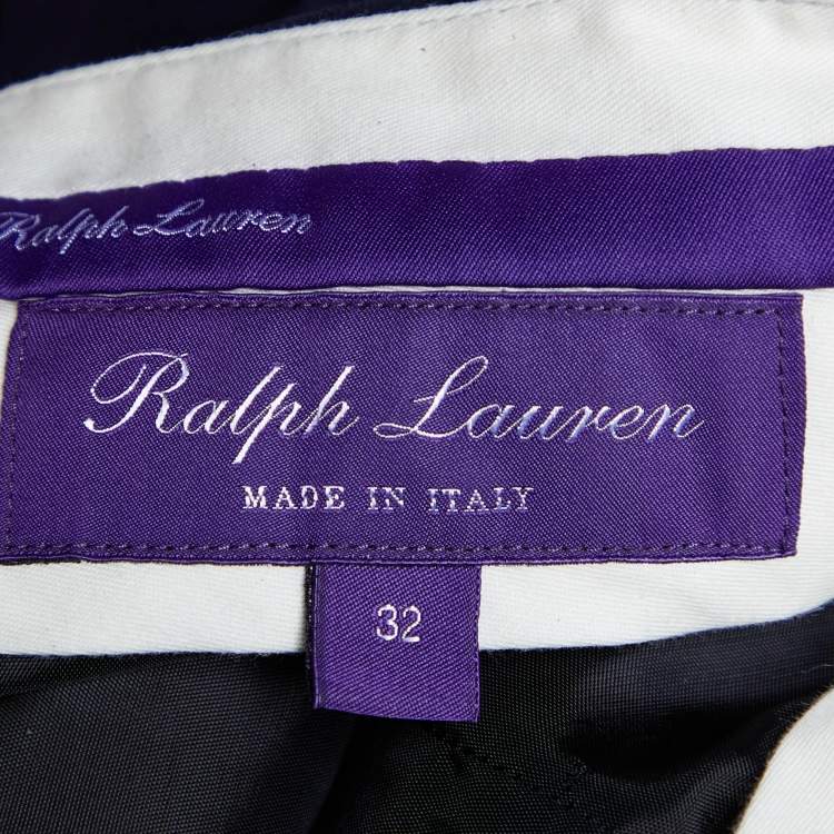 Pre Owned Ralph Lauren Purple Label Navy Blue Suede Tailored Pants M