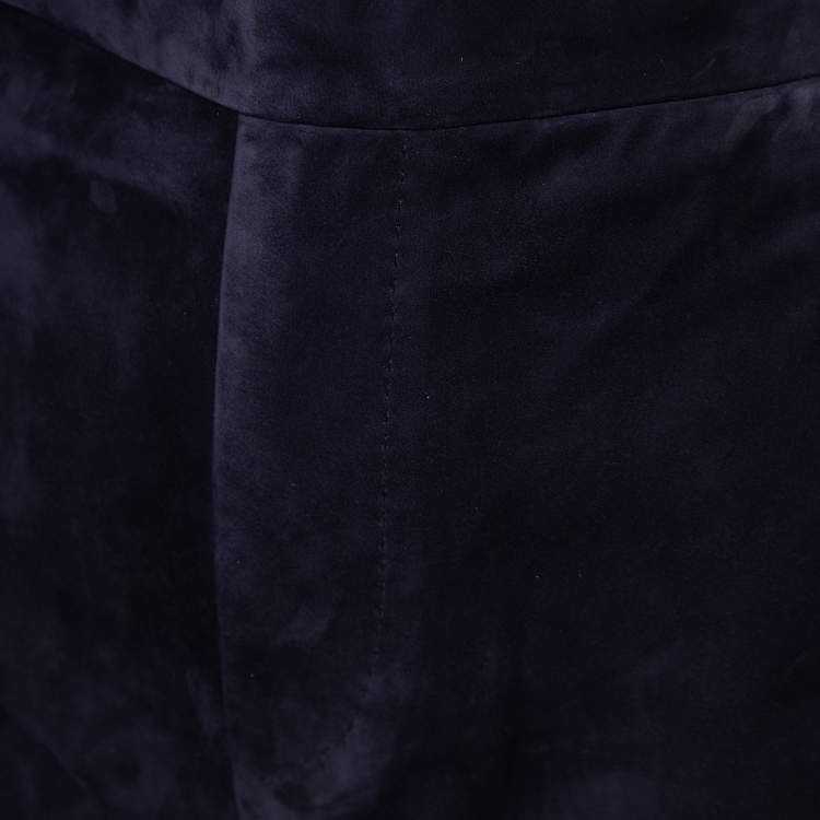 Pre Owned Ralph Lauren Purple Label Navy Blue Suede Tailored Pants M