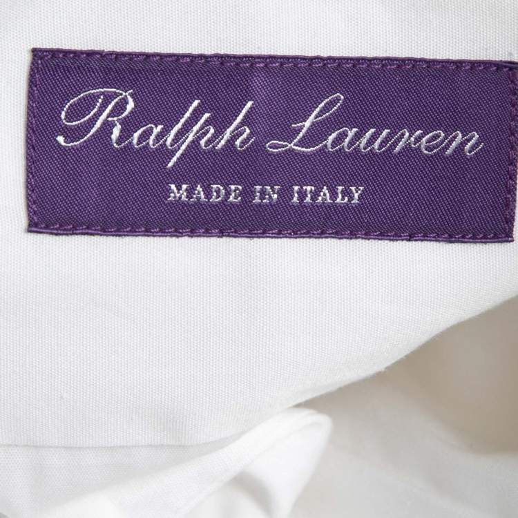 Pre Owned Ralph Lauren Purple Label White Cotton Pleated Front Dress Shirt M