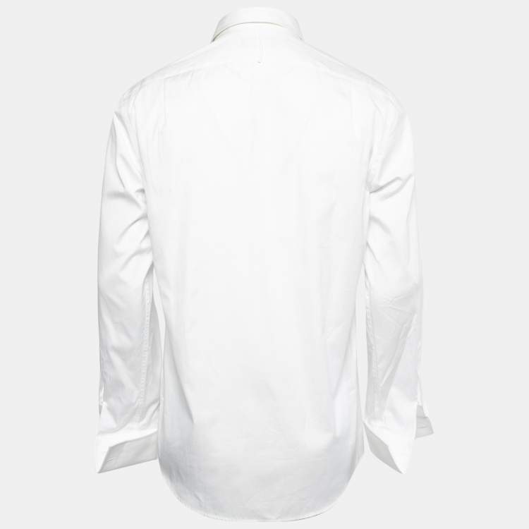 Ralph Lauren Purple Label White Cotton Pleated Front Dress Shirt M