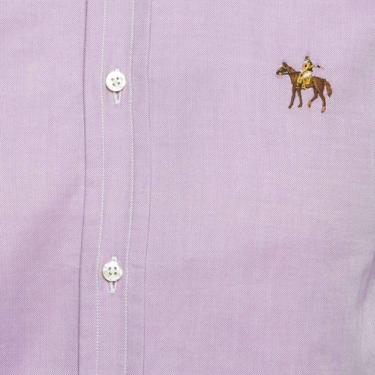 Pre Owned   Ralph Lauren Purple Label Lavender Embroidered Oxford Cotton Shirt XS