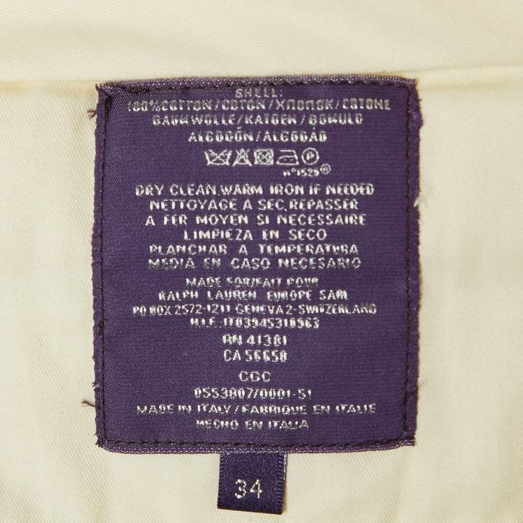 Pre Owned Ralph Lauren Purple Label Cream Corduroy Cotton Pants L