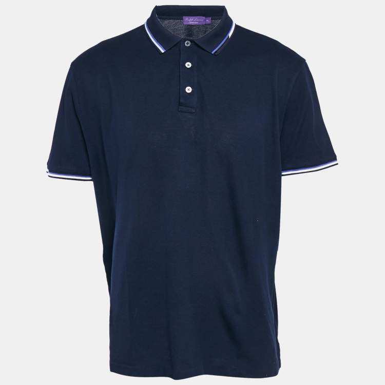 مملوكة مسبقًا Ralph Lauren Purple Label Navy Blue Cotton Pique Polo T-Shirt XXL