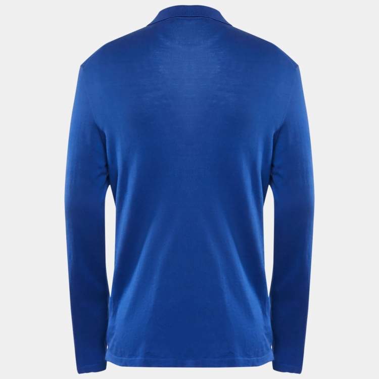 Pre Owned Ralph Lauren Purple Label Blue Jersey Long Sleeve Polo T-Shirt M