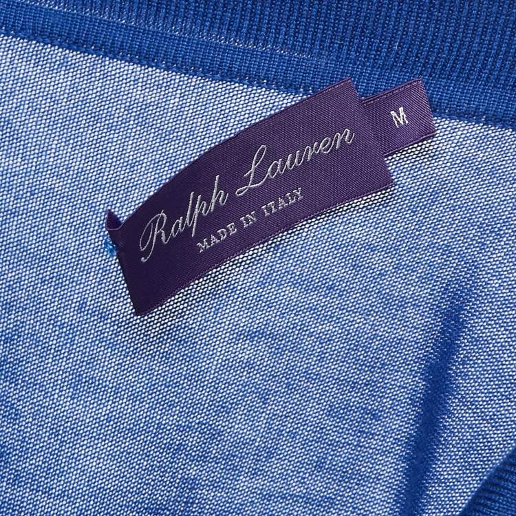 Pre Owned Ralph Lauren Purple Label Blue Jersey Long Sleeve Polo T-Shirt M