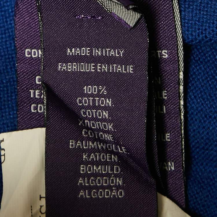 Pre Owned Ralph Lauren Purple Label Blue Jersey Long Sleeve Polo T-Shirt M
