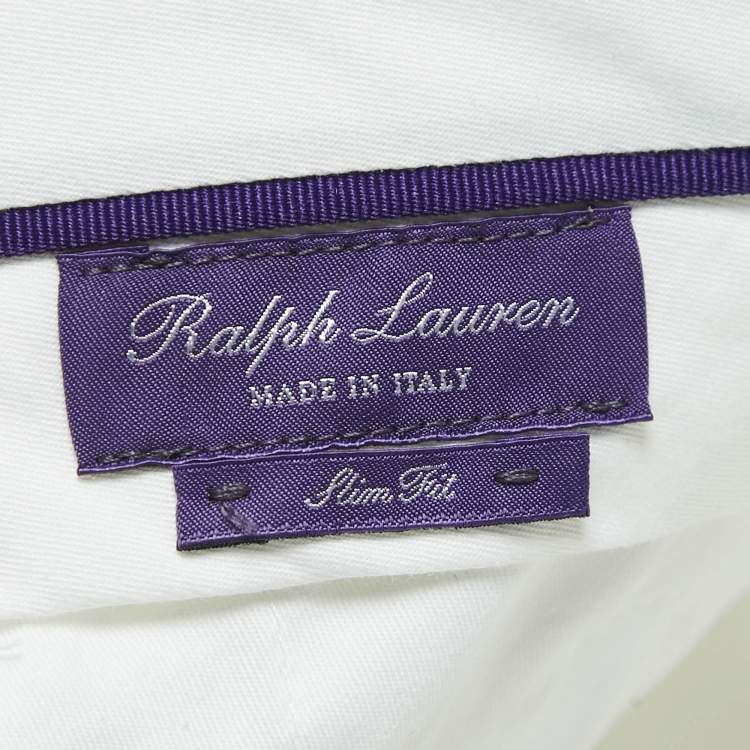 مملوكة مسبقًا Ralph Lauren Purple Label White Cotton Slim Fit Cargo Pants L