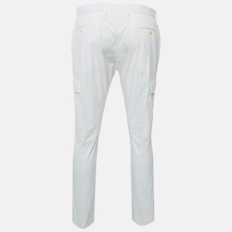 مملوكة مسبقًا Ralph Lauren Purple Label White Cotton Slim Fit Cargo Pants L