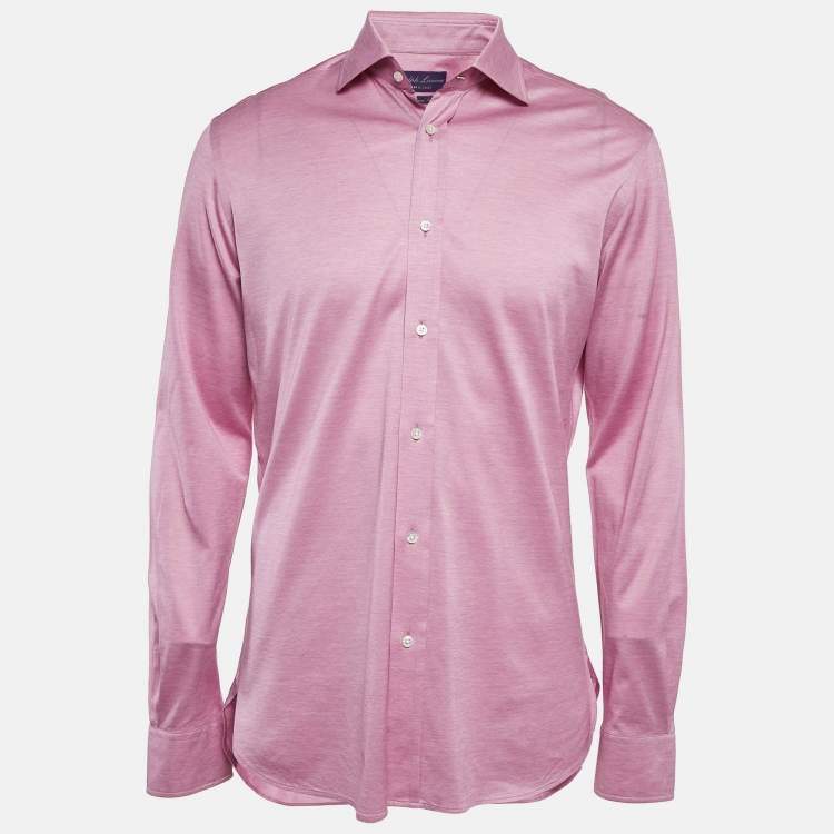 Pre Owned Ralph Lauren Purple Label Pink Cotton Button Front Tailored Fit Shirt L