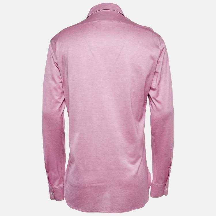 Pre Owned Ralph Lauren Purple Label Pink Cotton Button Front Tailored Fit Shirt L
