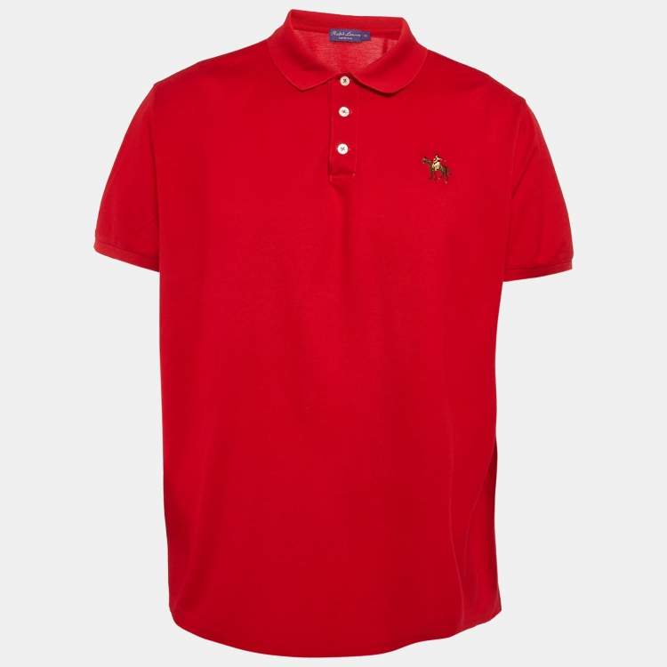 مملوكة مسبقًا Ralph Lauren Purple Label Red Cotton Pique Polo T-Shirt XXL