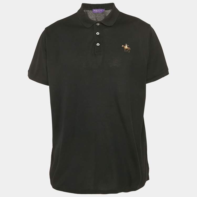مملوكة مسبقًا Ralph Lauren Purple Label Black Pique Cotton Polo T-Shirt XXL
