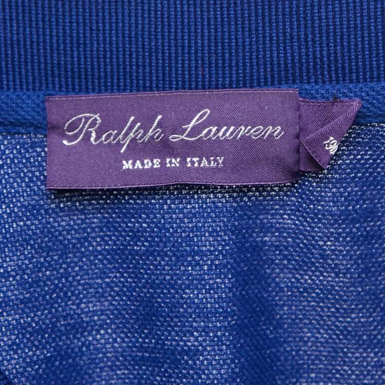 Pre Owned Ralph Lauren Purple Label Blue Embroidered Cotton Polo T-Shirt XXL
