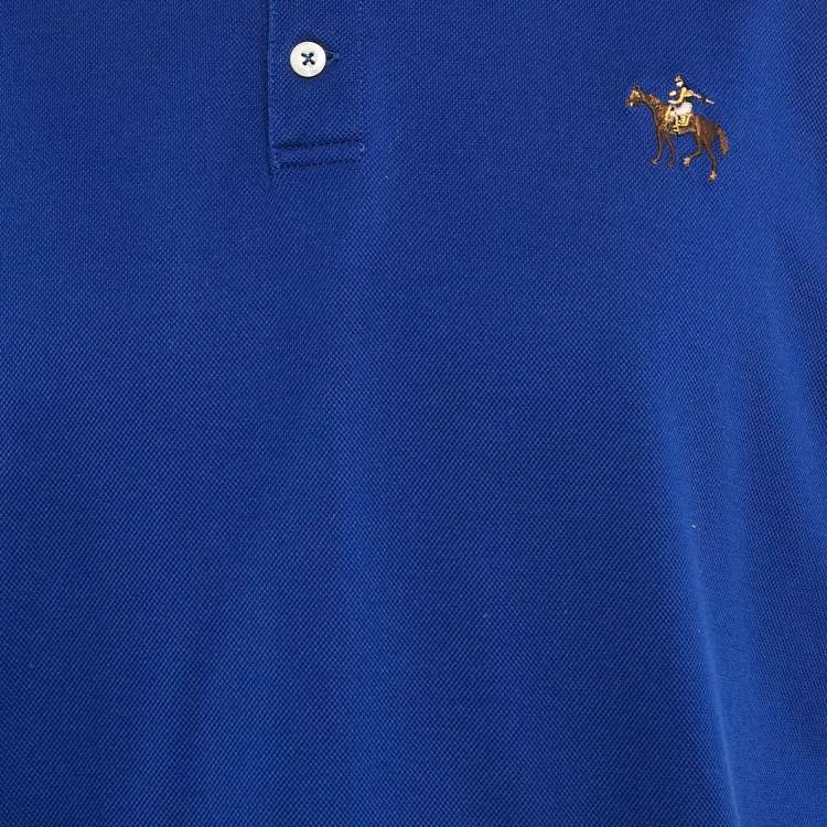 Pre Owned Ralph Lauren Purple Label Blue Embroidered Cotton Polo T-Shirt XXL