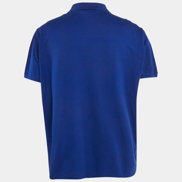 Pre Owned Ralph Lauren Purple Label Blue Embroidered Cotton Polo T-Shirt XXL