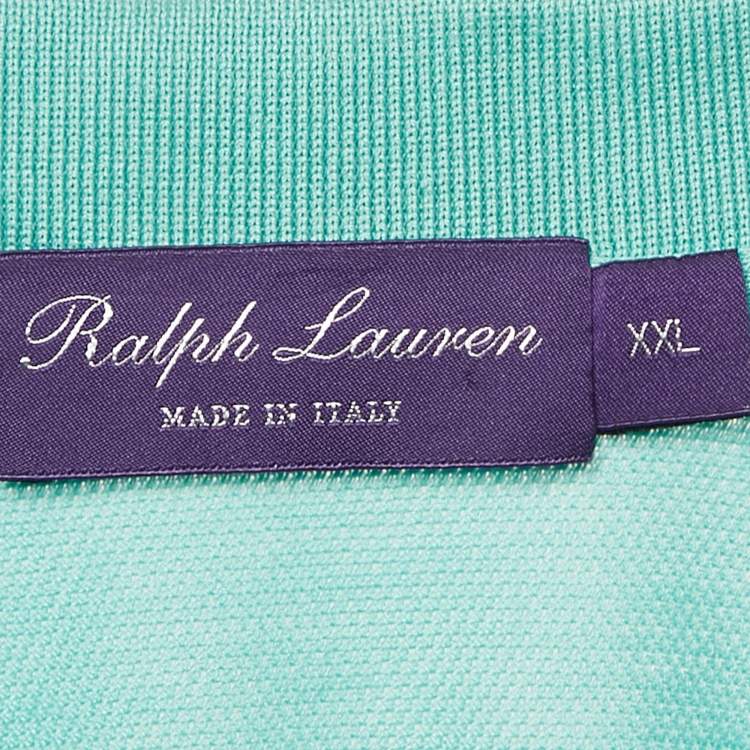 Pre Owned Ralph Lauren Purple Label Blue Embroidered Cotton Pique Polo T-Shirt XXL