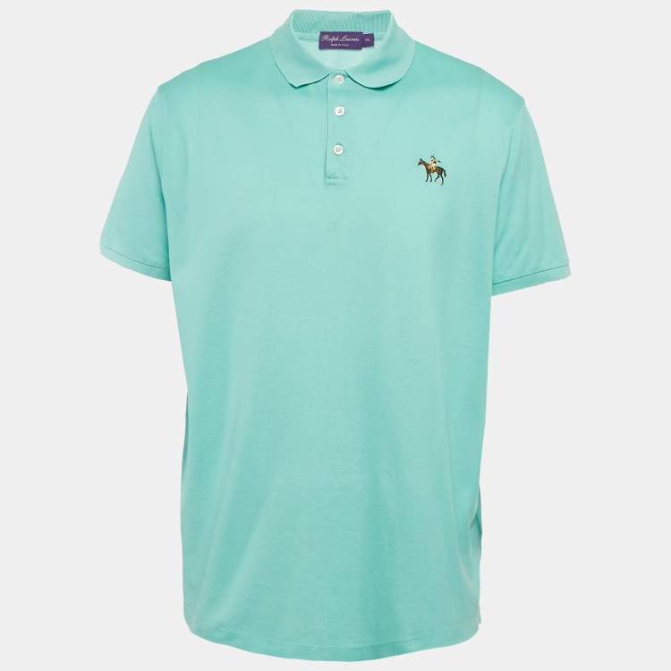 Pre Owned Ralph Lauren Purple Label Blue Embroidered Cotton Pique Polo T-Shirt XXL