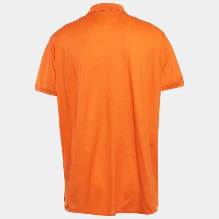 Pre Owned Ralph Lauren Purple Label Orange Embroidered Pique Polo T-Shirt XXL