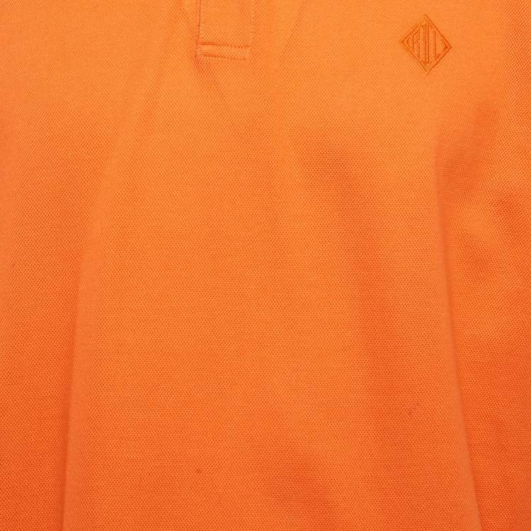 Pre Owned Ralph Lauren Purple Label Orange Embroidered Pique Polo T-Shirt XXL
