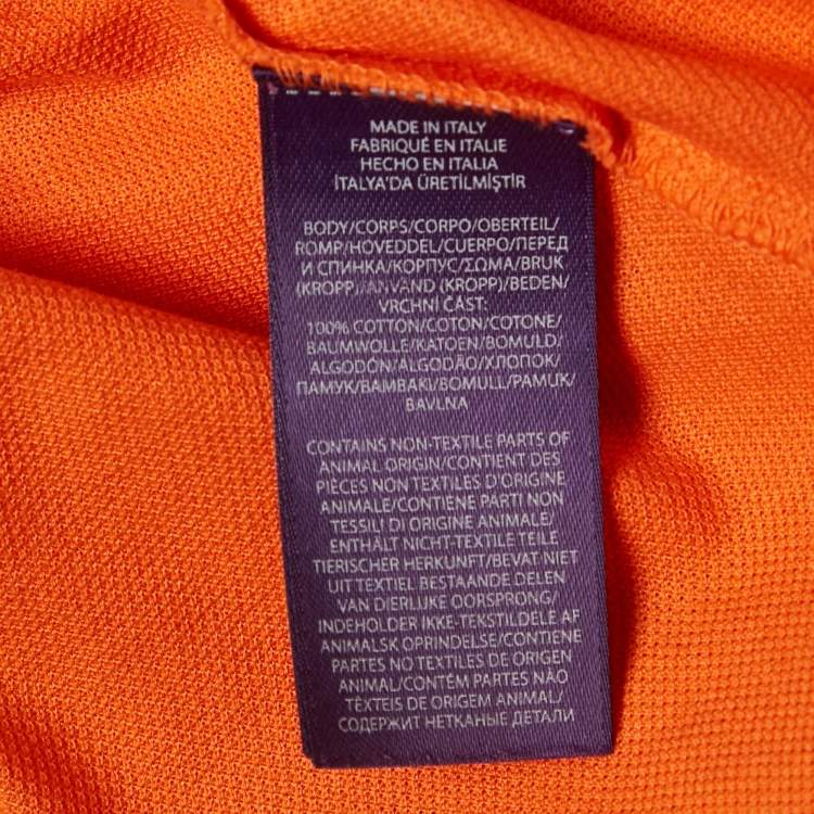 Pre Owned Ralph Lauren Purple Label Orange Embroidered Pique Polo T-Shirt XXL