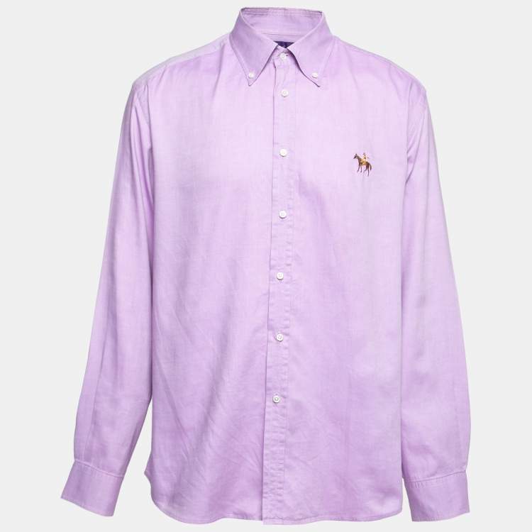 Ralph Lauren Lavender Cotton Logo Embroidered Button Down Shirt S Ralph ...